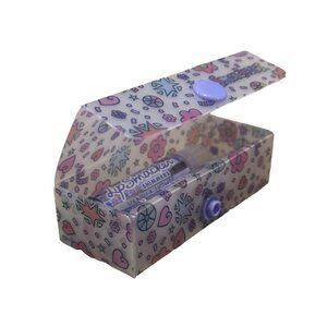 Vintage Smackers Bubble Font Lip Balm/Lipstick Snap Case/Holder Colorful Flowers